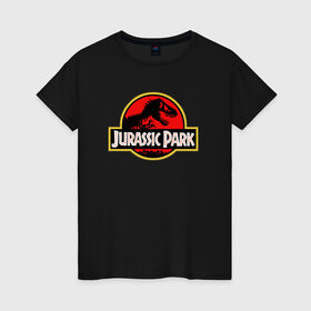 Женская футболка хлопок с принтом Jurassic park в Санкт-Петербурге, 100% хлопок | прямой крой, круглый вырез горловины, длина до линии бедер, слегка спущенное плечо | Тематика изображения на принте: юрского периода