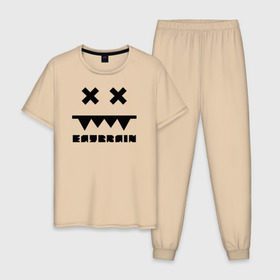 Мужская пижама хлопок с принтом Eatbrain Logo в Санкт-Петербурге, 100% хлопок | брюки и футболка прямого кроя, без карманов, на брюках мягкая резинка на поясе и по низу штанин
 | eatbrain | music | для любителей жирного neurofunk звучания.drum