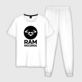 Мужская пижама хлопок с принтом Ram Records Main в Санкт-Петербурге, 100% хлопок | брюки и футболка прямого кроя, без карманов, на брюках мягкая резинка на поясе и по низу штанин
 | drum | music | ram | records