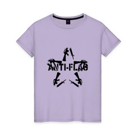 Женская футболка хлопок с принтом Anti-Flag в Санкт-Петербурге, 100% хлопок | прямой крой, круглый вырез горловины, длина до линии бедер, слегка спущенное плечо | anti flag | punk | punk rock | rock