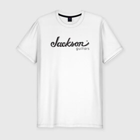 Мужская футболка премиум с принтом Jackson logo в Санкт-Петербурге, 92% хлопок, 8% лайкра | приталенный силуэт, круглый вырез ворота, длина до линии бедра, короткий рукав | guitars | jackson | music | гитары | музыка
