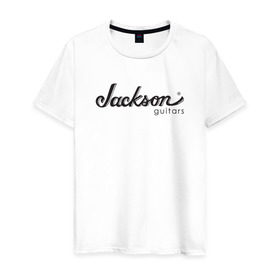Мужская футболка хлопок с принтом Jackson logo в Санкт-Петербурге, 100% хлопок | прямой крой, круглый вырез горловины, длина до линии бедер, слегка спущенное плечо. | guitars | jackson | music | гитары | музыка