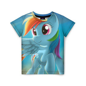 Детская футболка 3D с принтом My littlle pony в Санкт-Петербурге, 100% гипоаллергенный полиэфир | прямой крой, круглый вырез горловины, длина до линии бедер, чуть спущенное плечо, ткань немного тянется | littlle | littlle pony | pony | пони
