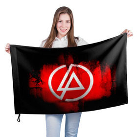 Флаг 3D с принтом Linkin Park в Санкт-Петербурге, 100% полиэстер | плотность ткани — 95 г/м2, размер — 67 х 109 см. Принт наносится с одной стороны | linkin park | линкин парк | логотип | рок