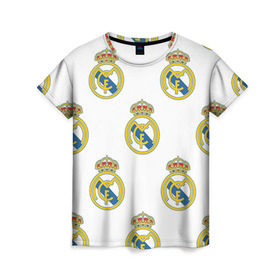 Женская футболка 3D с принтом Real Madrid в Санкт-Петербурге, 100% полиэфир ( синтетическое хлопкоподобное полотно) | прямой крой, круглый вырез горловины, длина до линии бедер | real madrid | реал мадрид | спорт | фк | футбол