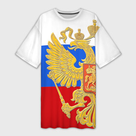 Платье-футболка 3D с принтом Флаг и герб РФ в Санкт-Петербурге,  |  | герб | патриот | россия | рф | флаг