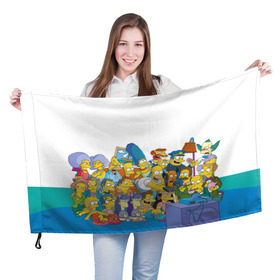 Флаг 3D с принтом Симпсоны в Санкт-Петербурге, 100% полиэстер | плотность ткани — 95 г/м2, размер — 67 х 109 см. Принт наносится с одной стороны | гомер