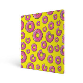 Холст квадратный с принтом Пончики в Санкт-Петербурге, 100% ПВХ |  | Тематика изображения на принте: donut | simpsons | паттерн | пончик