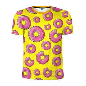 Мужская футболка 3D спортивная с принтом Пончики в Санкт-Петербурге, 100% полиэстер с улучшенными характеристиками | приталенный силуэт, круглая горловина, широкие плечи, сужается к линии бедра | Тематика изображения на принте: donut | simpsons | паттерн | пончик