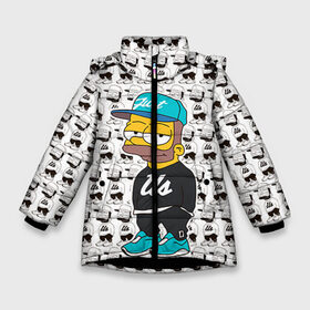 Зимняя куртка для девочек 3D с принтом Барт Симпсон в Санкт-Петербурге, ткань верха — 100% полиэстер; подклад — 100% полиэстер, утеплитель — 100% полиэстер. | длина ниже бедра, удлиненная спинка, воротник стойка и отстегивающийся капюшон. Есть боковые карманы с листочкой на кнопках, утяжки по низу изделия и внутренний карман на молнии. 

Предусмотрены светоотражающий принт на спинке, радужный светоотражающий элемент на пуллере молнии и на резинке для утяжки. | bart |   |  bart simpson |  jo jo |  simpsons |  the simpsons |  симпсоны | барт | барт симпсон | джо джо
