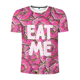 Мужская футболка 3D спортивная с принтом Eat me в Санкт-Петербурге, 100% полиэстер с улучшенными характеристиками | приталенный силуэт, круглая горловина, широкие плечи, сужается к линии бедра | гомер