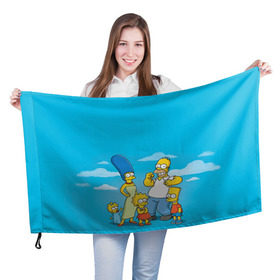 Флаг 3D с принтом Симпсоны в Санкт-Петербурге, 100% полиэстер | плотность ткани — 95 г/м2, размер — 67 х 109 см. Принт наносится с одной стороны | гомер