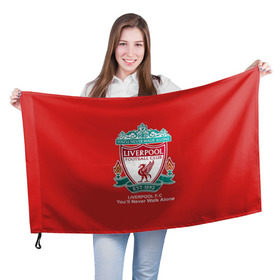 Флаг 3D с принтом Liverpool в Санкт-Петербурге, 100% полиэстер | плотность ткани — 95 г/м2, размер — 67 х 109 см. Принт наносится с одной стороны | ливерпуль