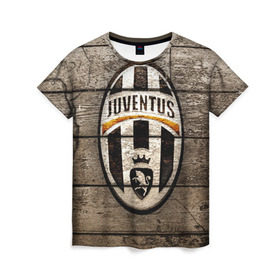 Женская футболка 3D с принтом Juventus в Санкт-Петербурге, 100% полиэфир ( синтетическое хлопкоподобное полотно) | прямой крой, круглый вырез горловины, длина до линии бедер | juventus | спорт | фк | футбол | ювентус