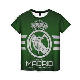 Женская футболка 3D с принтом Real Madrid в Санкт-Петербурге, 100% полиэфир ( синтетическое хлопкоподобное полотно) | прямой крой, круглый вырез горловины, длина до линии бедер | real madrid | реал мадрид | спорт | футбол