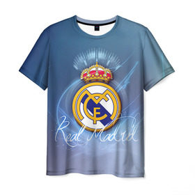 Мужская футболка 3D с принтом Real Madrid в Санкт-Петербурге, 100% полиэфир | прямой крой, круглый вырез горловины, длина до линии бедер | Тематика изображения на принте: real madrid | реал мадрид | спорт | футбол