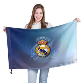 Флаг 3D с принтом Real Madrid в Санкт-Петербурге, 100% полиэстер | плотность ткани — 95 г/м2, размер — 67 х 109 см. Принт наносится с одной стороны | real madrid | реал мадрид | спорт | футбол