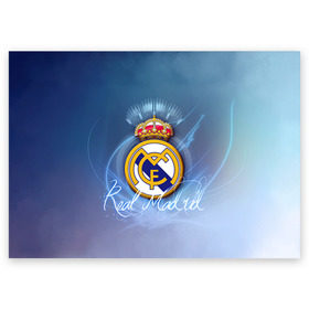 Поздравительная открытка с принтом Real Madrid в Санкт-Петербурге, 100% бумага | плотность бумаги 280 г/м2, матовая, на обратной стороне линовка и место для марки
 | Тематика изображения на принте: real madrid | реал мадрид | спорт | футбол