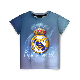 Детская футболка 3D с принтом Real Madrid в Санкт-Петербурге, 100% гипоаллергенный полиэфир | прямой крой, круглый вырез горловины, длина до линии бедер, чуть спущенное плечо, ткань немного тянется | Тематика изображения на принте: real madrid | реал мадрид | спорт | футбол