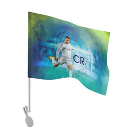 Флаг для автомобиля с принтом Ronaldo в Санкт-Петербурге, 100% полиэстер | Размер: 30*21 см | роналдо