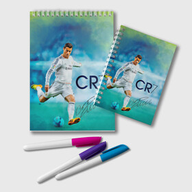Блокнот с принтом Ronaldo в Санкт-Петербурге, 100% бумага | 48 листов, плотность листов — 60 г/м2, плотность картонной обложки — 250 г/м2. Листы скреплены удобной пружинной спиралью. Цвет линий — светло-серый
 | роналдо