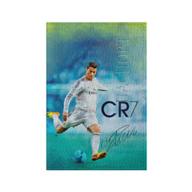 Обложка для паспорта матовая кожа с принтом Ronaldo в Санкт-Петербурге, натуральная матовая кожа | размер 19,3 х 13,7 см; прозрачные пластиковые крепления | Тематика изображения на принте: роналдо