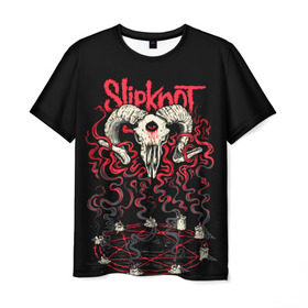Мужская футболка 3D с принтом Slipknot в Санкт-Петербурге, 100% полиэфир | прямой крой, круглый вырез горловины, длина до линии бедер | deth | rock | slipknot | баран | маска | мрак | рок | слипнот | череп