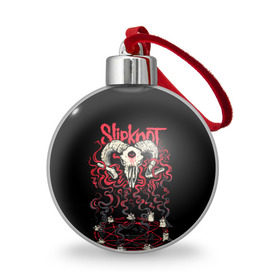 Ёлочный шар с принтом Slipknot в Санкт-Петербурге, Пластик | Диаметр: 77 мм | deth | rock | slipknot | баран | маска | мрак | рок | слипнот | череп