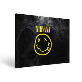 Холст прямоугольный с принтом Nirvana в Санкт-Петербурге, 100% ПВХ |  | cobain | curt | nirvana | rock | smile | кобейн | курт | рок | смайл