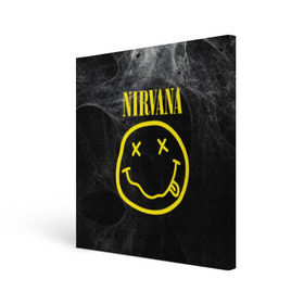 Холст квадратный с принтом Nirvana в Санкт-Петербурге, 100% ПВХ |  | cobain | curt | nirvana | rock | smile | кобейн | курт | рок | смайл