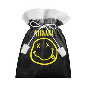 Подарочный 3D мешок с принтом Nirvana в Санкт-Петербурге, 100% полиэстер | Размер: 29*39 см | cobain | curt | nirvana | rock | smile | кобейн | курт | рок | смайл