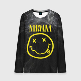 Мужской лонгслив 3D с принтом Nirvana в Санкт-Петербурге, 100% полиэстер | длинные рукава, круглый вырез горловины, полуприлегающий силуэт | Тематика изображения на принте: cobain | curt | nirvana | rock | smile | кобейн | курт | рок | смайл