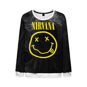 Мужской свитшот 3D с принтом Nirvana в Санкт-Петербурге, 100% полиэстер с мягким внутренним слоем | круглый вырез горловины, мягкая резинка на манжетах и поясе, свободная посадка по фигуре | cobain | curt | nirvana | rock | smile | кобейн | курт | рок | смайл
