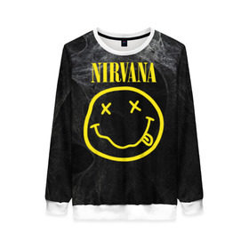 Женский свитшот 3D с принтом Nirvana в Санкт-Петербурге, 100% полиэстер с мягким внутренним слоем | круглый вырез горловины, мягкая резинка на манжетах и поясе, свободная посадка по фигуре | cobain | curt | nirvana | rock | smile | кобейн | курт | рок | смайл