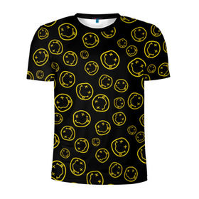 Мужская футболка 3D спортивная с принтом Nirvana в Санкт-Петербурге, 100% полиэстер с улучшенными характеристиками | приталенный силуэт, круглая горловина, широкие плечи, сужается к линии бедра | cobain | curt | nirvana | rock | smile | кобейн | курт | рок | смайл