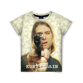 Детская футболка 3D с принтом Nirvana в Санкт-Петербурге, 100% гипоаллергенный полиэфир | прямой крой, круглый вырез горловины, длина до линии бедер, чуть спущенное плечо, ткань немного тянется | cobain | curt | nirvana | rock | кобейн | курт | рок