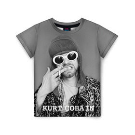 Детская футболка 3D с принтом Nirvana в Санкт-Петербурге, 100% гипоаллергенный полиэфир | прямой крой, круглый вырез горловины, длина до линии бедер, чуть спущенное плечо, ткань немного тянется | cobain | curt | nirvana | rock | кобейн | курт | рок