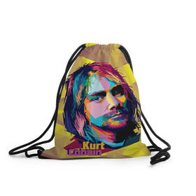 Рюкзак-мешок 3D с принтом Nirvana в Санкт-Петербурге, 100% полиэстер | плотность ткани — 200 г/м2, размер — 35 х 45 см; лямки — толстые шнурки, застежка на шнуровке, без карманов и подкладки | cobain | curt | nirvana | rock | абстракт | кобейн | курт | рок
