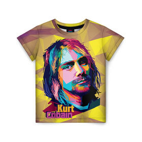 Детская футболка 3D с принтом Nirvana в Санкт-Петербурге, 100% гипоаллергенный полиэфир | прямой крой, круглый вырез горловины, длина до линии бедер, чуть спущенное плечо, ткань немного тянется | cobain | curt | nirvana | rock | абстракт | кобейн | курт | рок