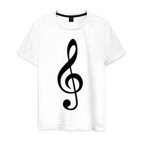 Мужская футболка хлопок с принтом Скрипичный ключ в Санкт-Петербурге, 100% хлопок | прямой крой, круглый вырез горловины, длина до линии бедер, слегка спущенное плечо. | 