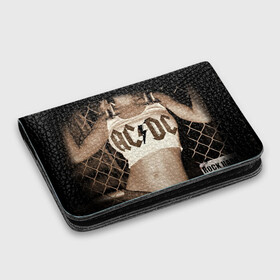 Картхолдер с принтом с принтом AC/DC в Санкт-Петербурге, натуральная матовая кожа | размер 7,3 х 10 см; кардхолдер имеет 4 кармана для карт; | ac dc | acdc | rock | рок | эйсидиси