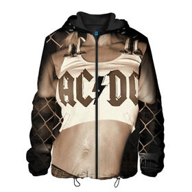 Мужская куртка 3D с принтом AC/DC в Санкт-Петербурге, ткань верха — 100% полиэстер, подклад — флис | прямой крой, подол и капюшон оформлены резинкой с фиксаторами, два кармана без застежек по бокам, один большой потайной карман на груди. Карман на груди застегивается на липучку | ac dc | acdc | rock | рок | эйсидиси