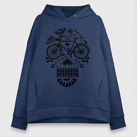 Женское худи Oversize хлопок с принтом Велочереп в Санкт-Петербурге, френч-терри — 70% хлопок, 30% полиэстер. Мягкий теплый начес внутри —100% хлопок | боковые карманы, эластичные манжеты и нижняя кромка, капюшон на магнитной кнопке | Тематика изображения на принте: bicycle | bike | biker | байк | велик | велосипед | велосипедист | велоспорт | велочереп | спорт | череп