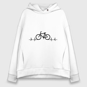 Женское худи Oversize хлопок с принтом Велоспорт в Санкт-Петербурге, френч-терри — 70% хлопок, 30% полиэстер. Мягкий теплый начес внутри —100% хлопок | боковые карманы, эластичные манжеты и нижняя кромка, капюшон на магнитной кнопке | bicycle | bike | biker | байк | велик | велосипед | велосипедист | велоспорт | кардиограмма | спорт