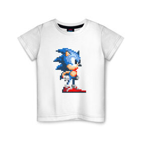 Детская футболка хлопок с принтом Sonic в Санкт-Петербурге, 100% хлопок | круглый вырез горловины, полуприлегающий силуэт, длина до линии бедер | Тематика изображения на принте: nintendo | sonic | нинтендо | соник