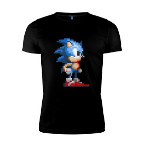 Мужская футболка премиум с принтом Sonic в Санкт-Петербурге, 92% хлопок, 8% лайкра | приталенный силуэт, круглый вырез ворота, длина до линии бедра, короткий рукав | Тематика изображения на принте: nintendo | sonic | нинтендо | соник