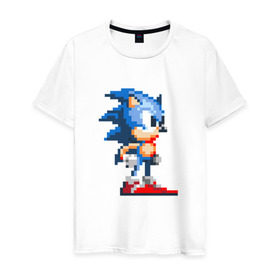 Мужская футболка хлопок с принтом Sonic в Санкт-Петербурге, 100% хлопок | прямой крой, круглый вырез горловины, длина до линии бедер, слегка спущенное плечо. | nintendo | sonic | нинтендо | соник