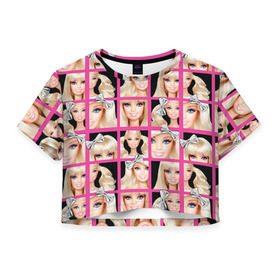 Женская футболка 3D укороченная с принтом Barbie в Санкт-Петербурге, 100% полиэстер | круглая горловина, длина футболки до линии талии, рукава с отворотами | barbie | барби | кукла