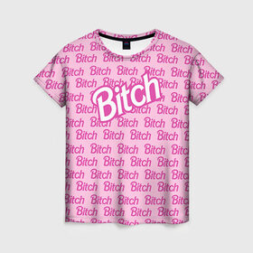 Женская футболка 3D с принтом Bitch в Санкт-Петербурге, 100% полиэфир ( синтетическое хлопкоподобное полотно) | прямой крой, круглый вырез горловины, длина до линии бедер | девушкам | пафосные