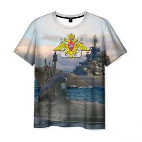 Мужская футболка 3D с принтом ВМФ в Санкт-Петербурге, 100% полиэфир | прямой крой, круглый вырез горловины, длина до линии бедер | вмф | корабль | морской флот | россия | рф | силовые структуры